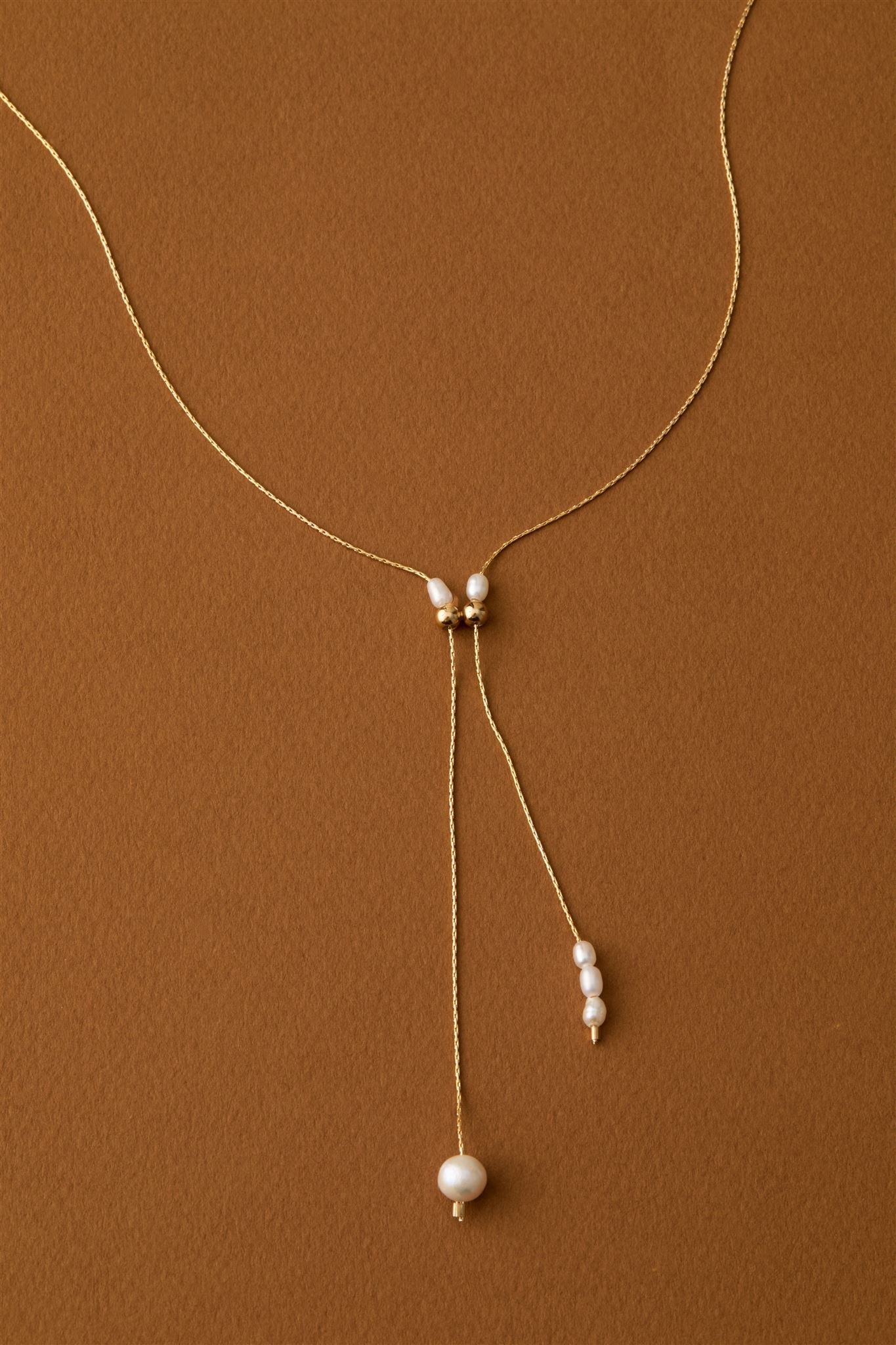Zara Freshwater Pearl Lariat Necklace 14k Gold Filled