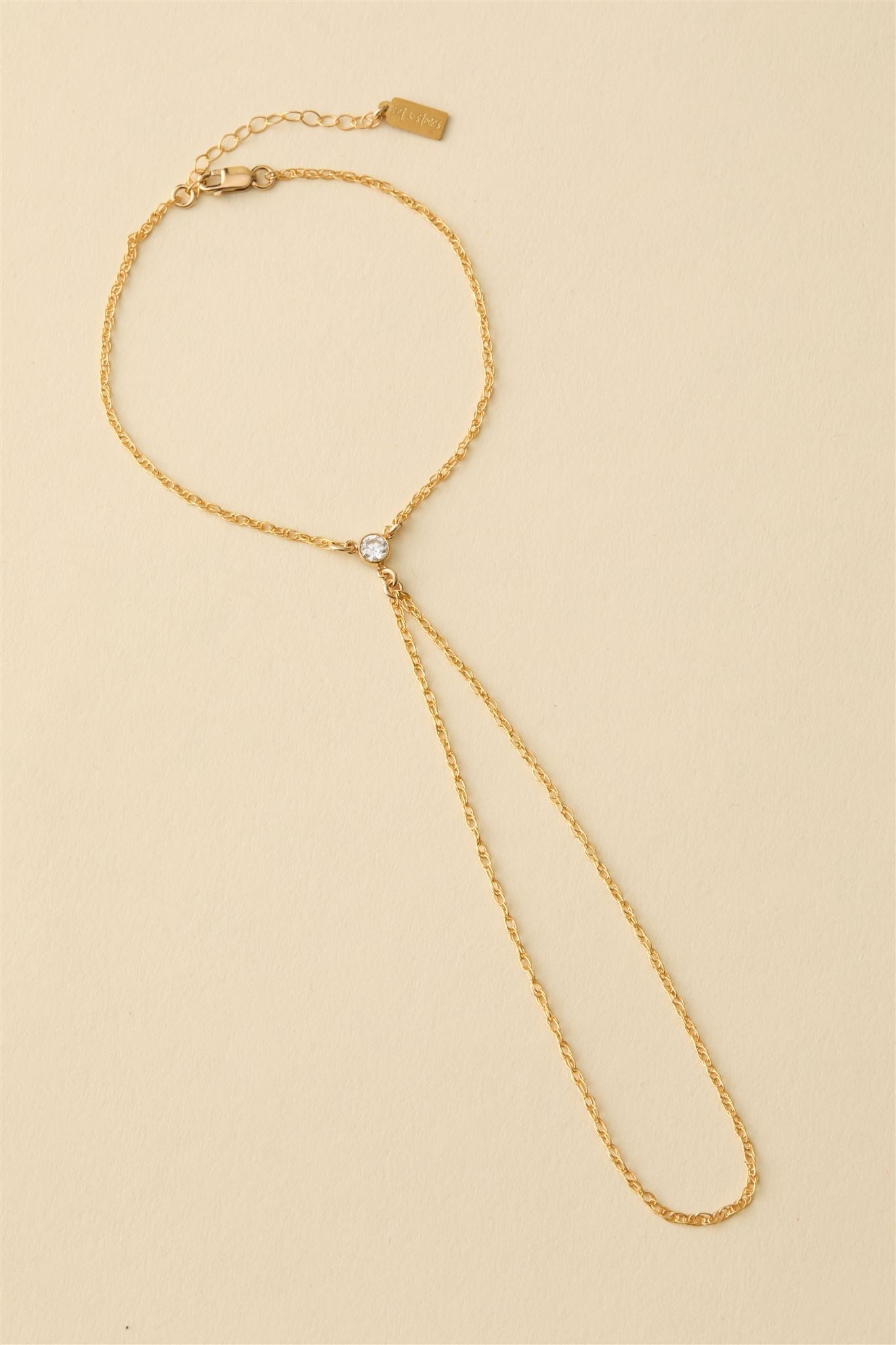 14k Gold Filled Cubic Zirconia Hand Chain Teagan