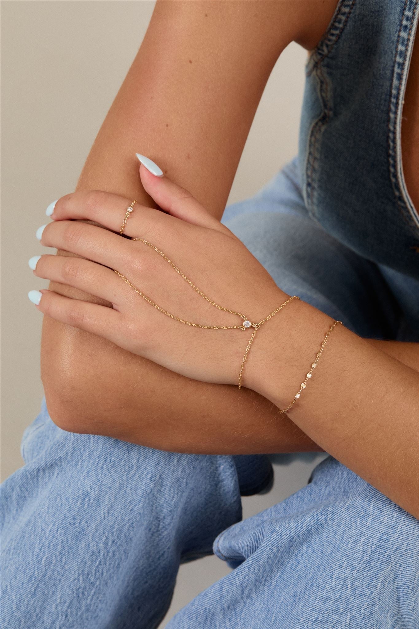 14k Gold Filled Cubic Zirconia Hand Chain Teagan