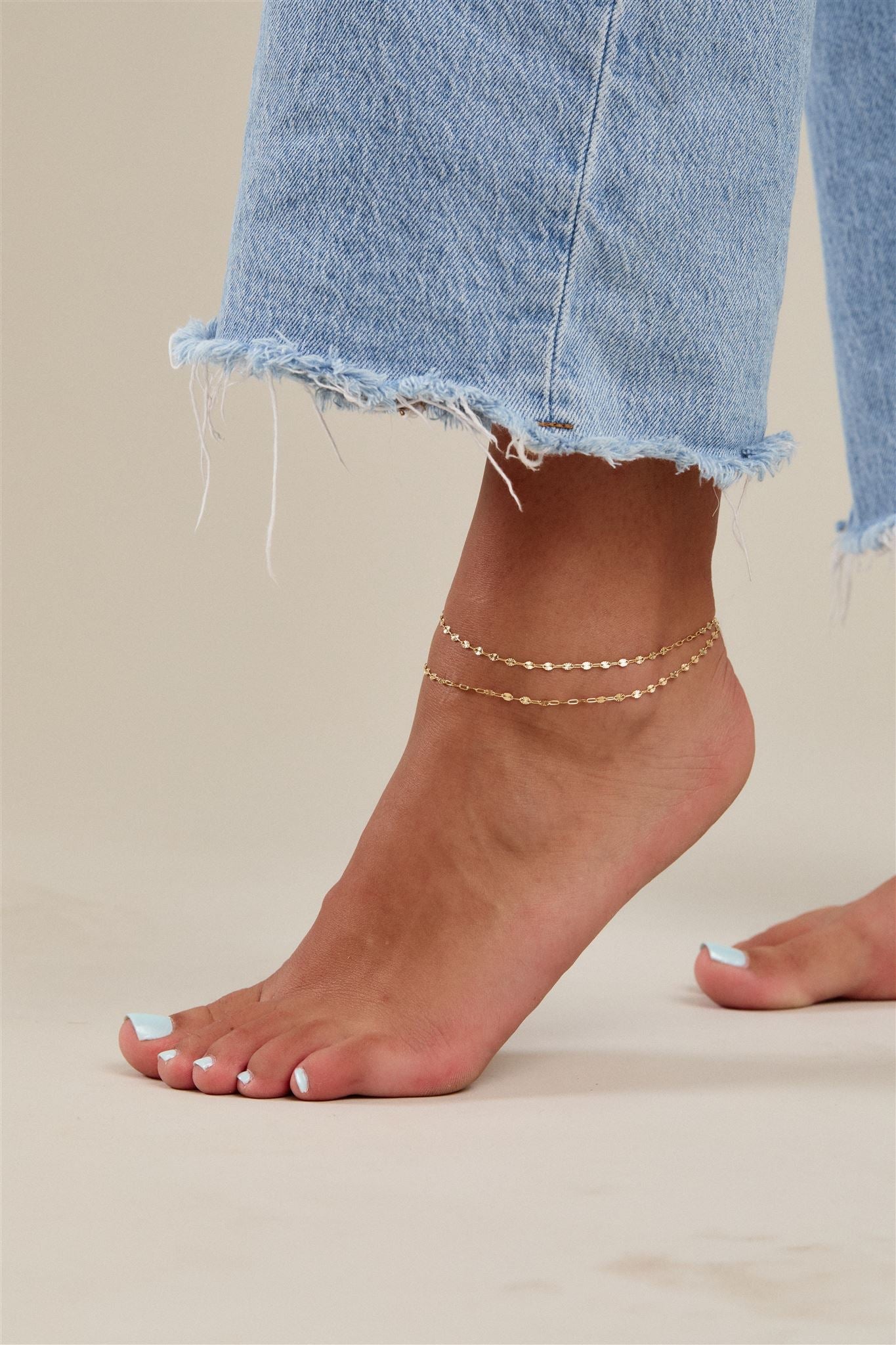 14k Gold Filled Starburst Double Draped Anklet Millie