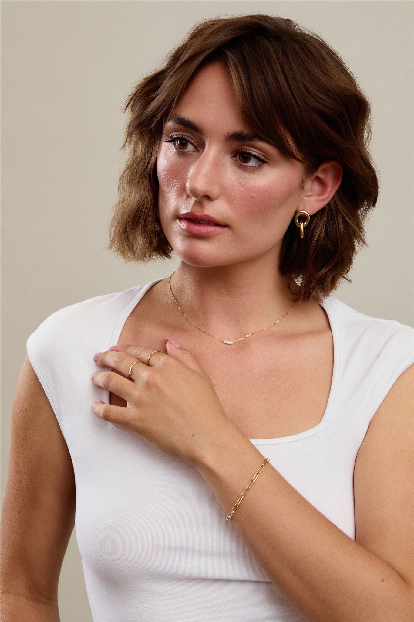 Gold Chain Link Clara Earrings 18k Gold Over Brass The First Layer