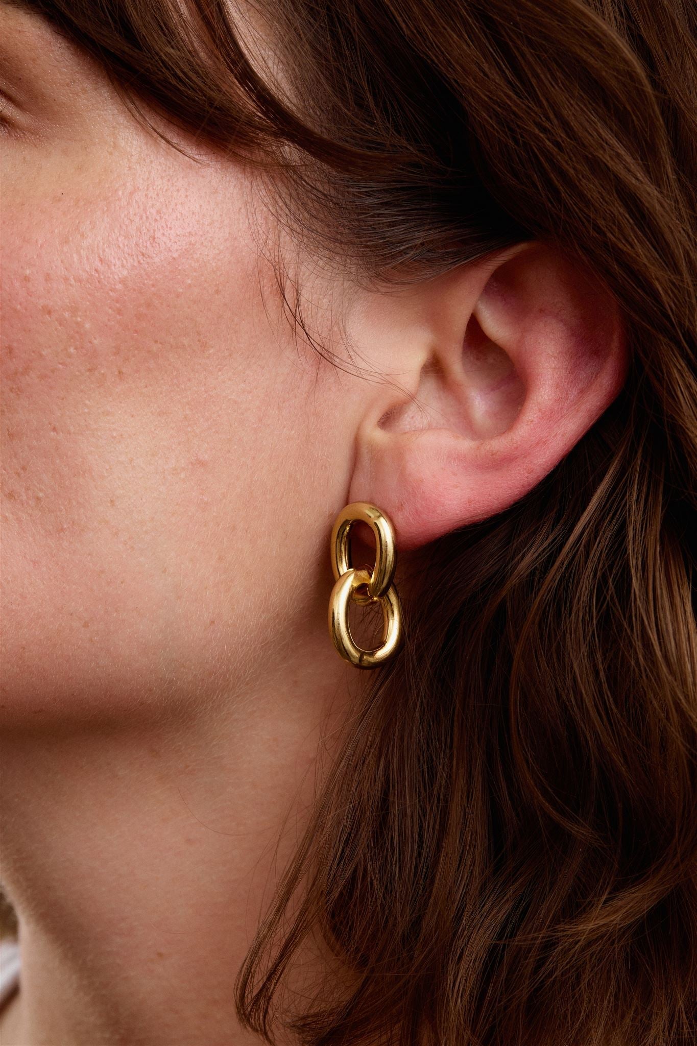 Gold Chain Link Clara Earrings 18k Gold Over Brass The First Layer