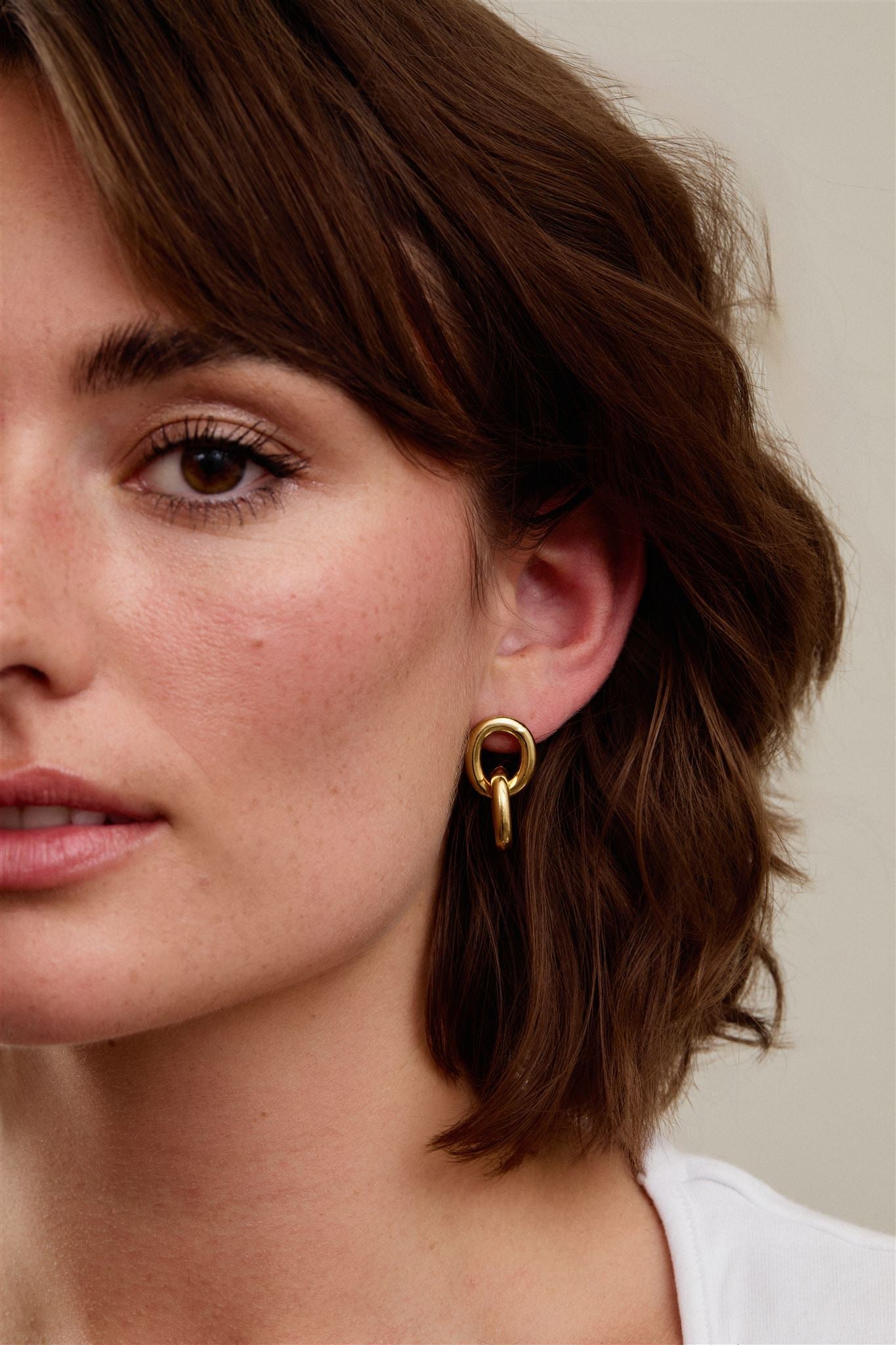 Gold Chain Link Clara Earrings 18k Gold Over Brass The First Layer