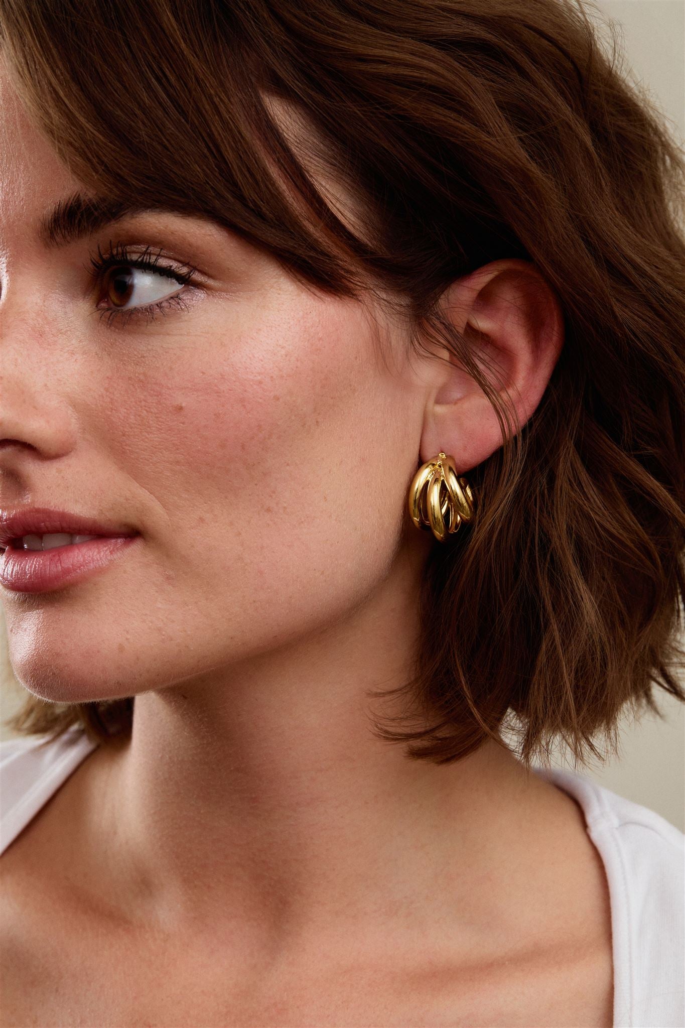 18k Gold Triple-layered Hoops 1' Post Sterling Silver Anniston Hoops The First Layer