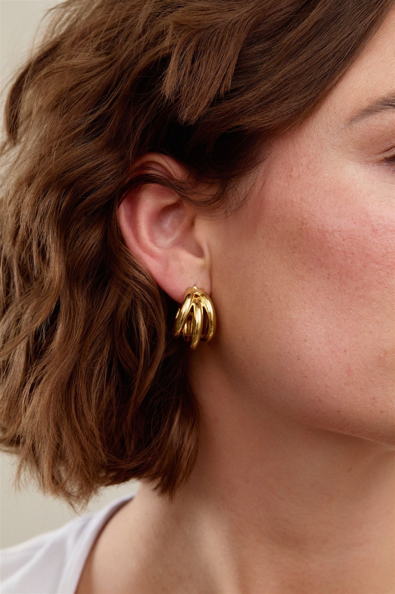18k Gold Triple-layered Hoops 1' Post Sterling Silver Anniston Hoops The First Layer