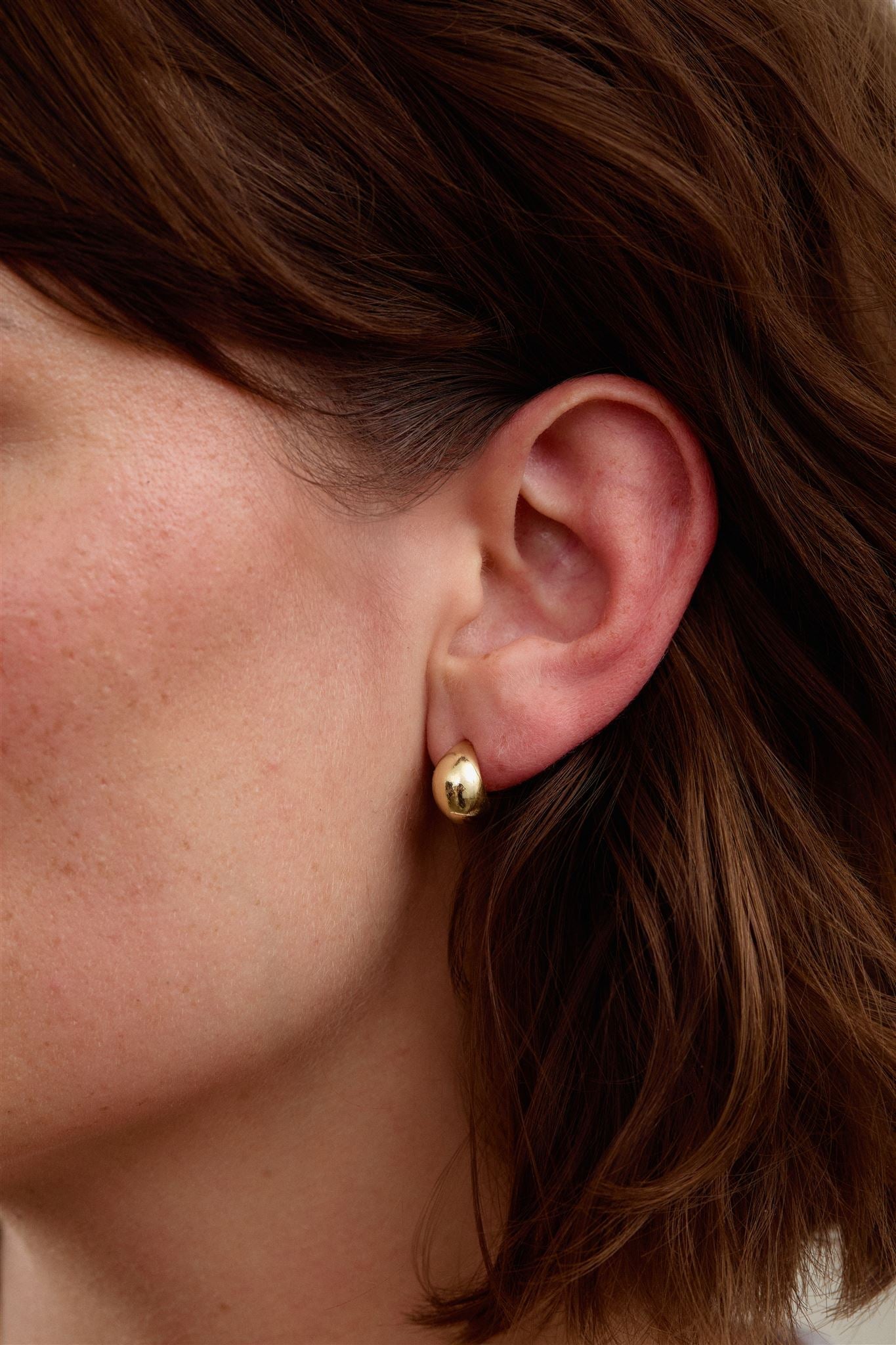 14k Gold Dome Earrings 12.5mm Post Felix Hoops The First Layer