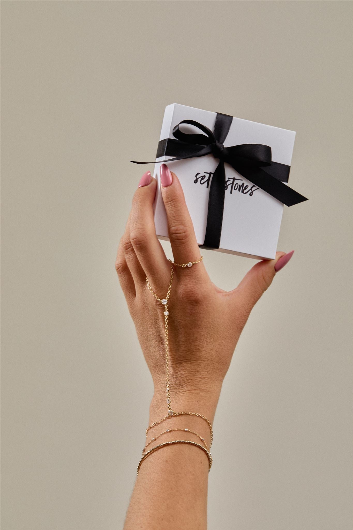 Miley Gold Filled Hand Chain with Cubic Zirconia Connectors