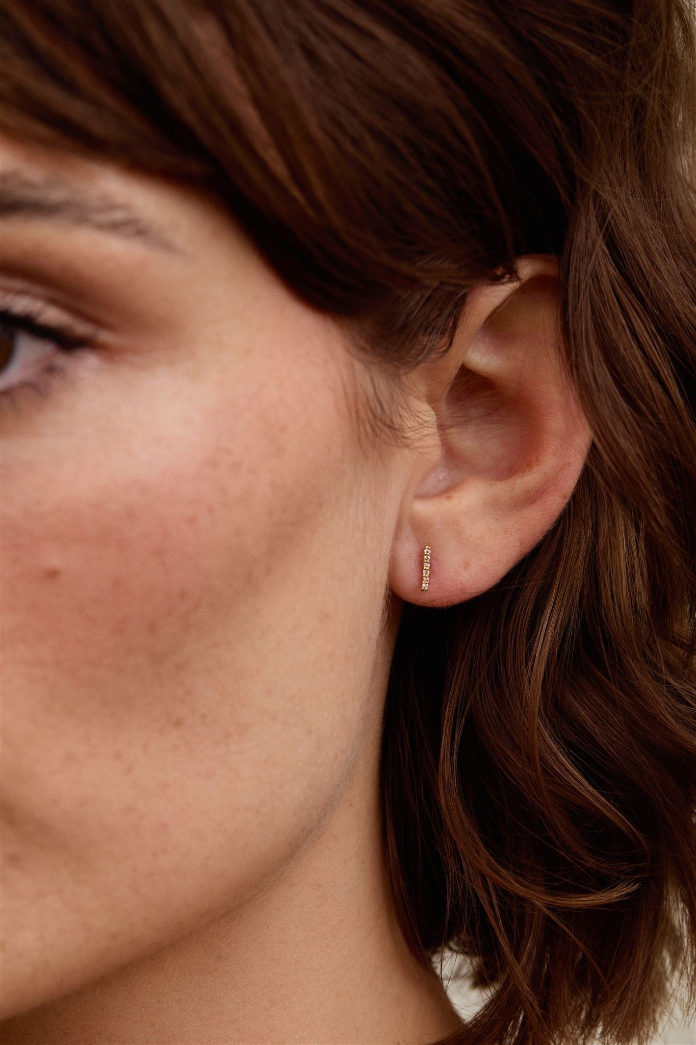 14k Yellow Gold Champagne Diamond Bar Studs Cairo Studs