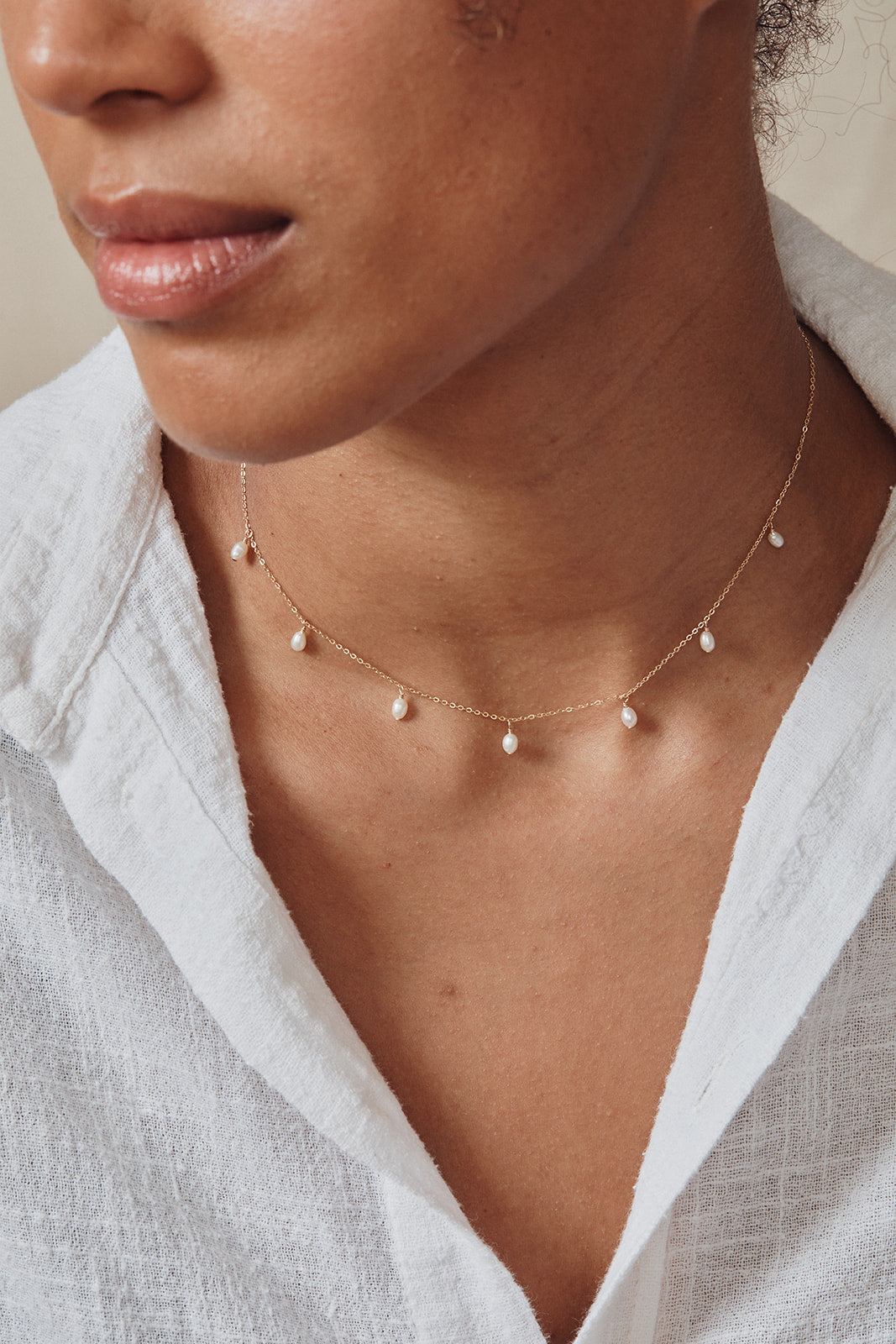 Freshwater Pearls Cable Chain Necklace 14k Gold Filled or Sterling Silver Meri Necklace
