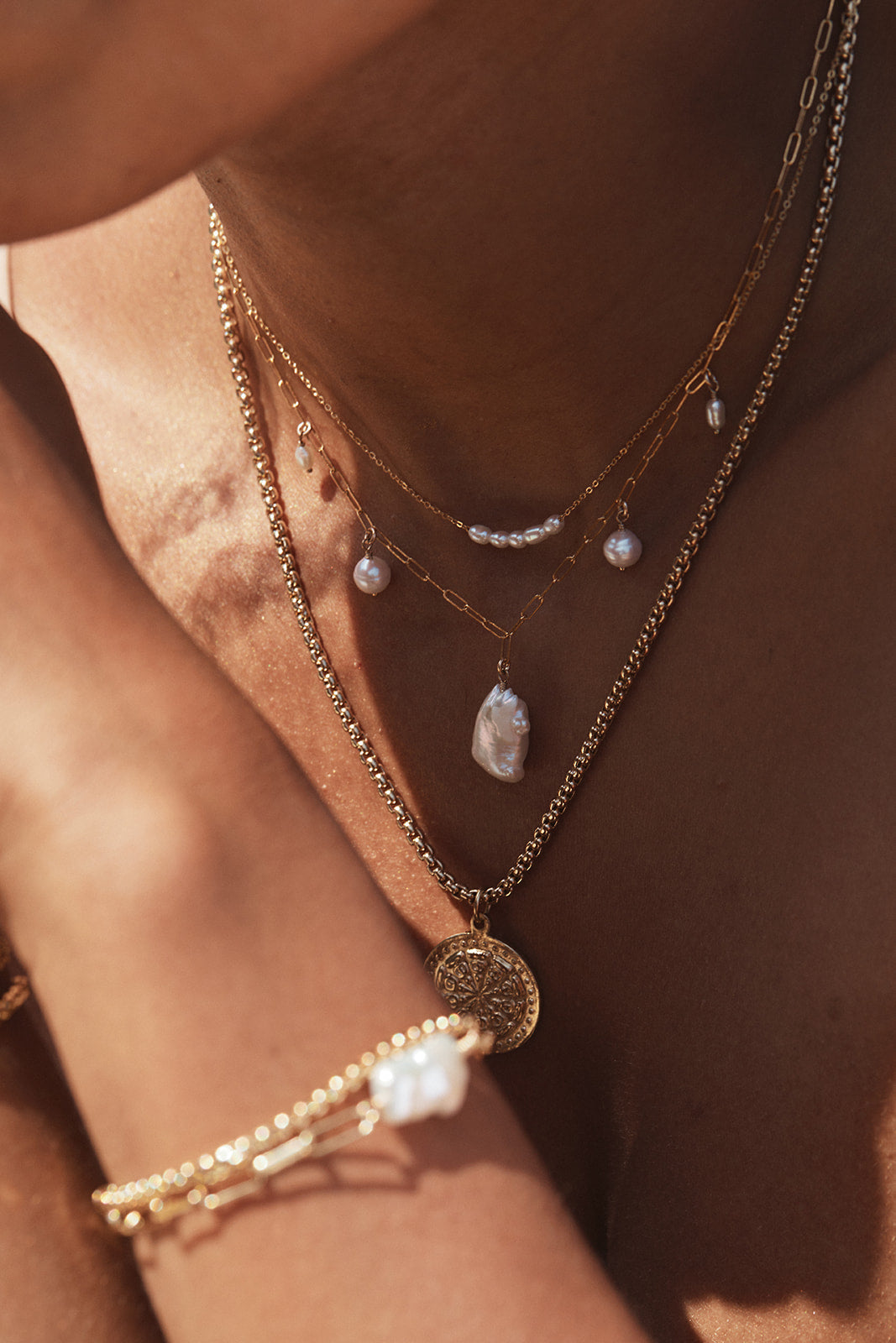 Freshwater Pearl Cable Chain Necklace 14k Gold Filled or Sterling Silver Landon Necklace