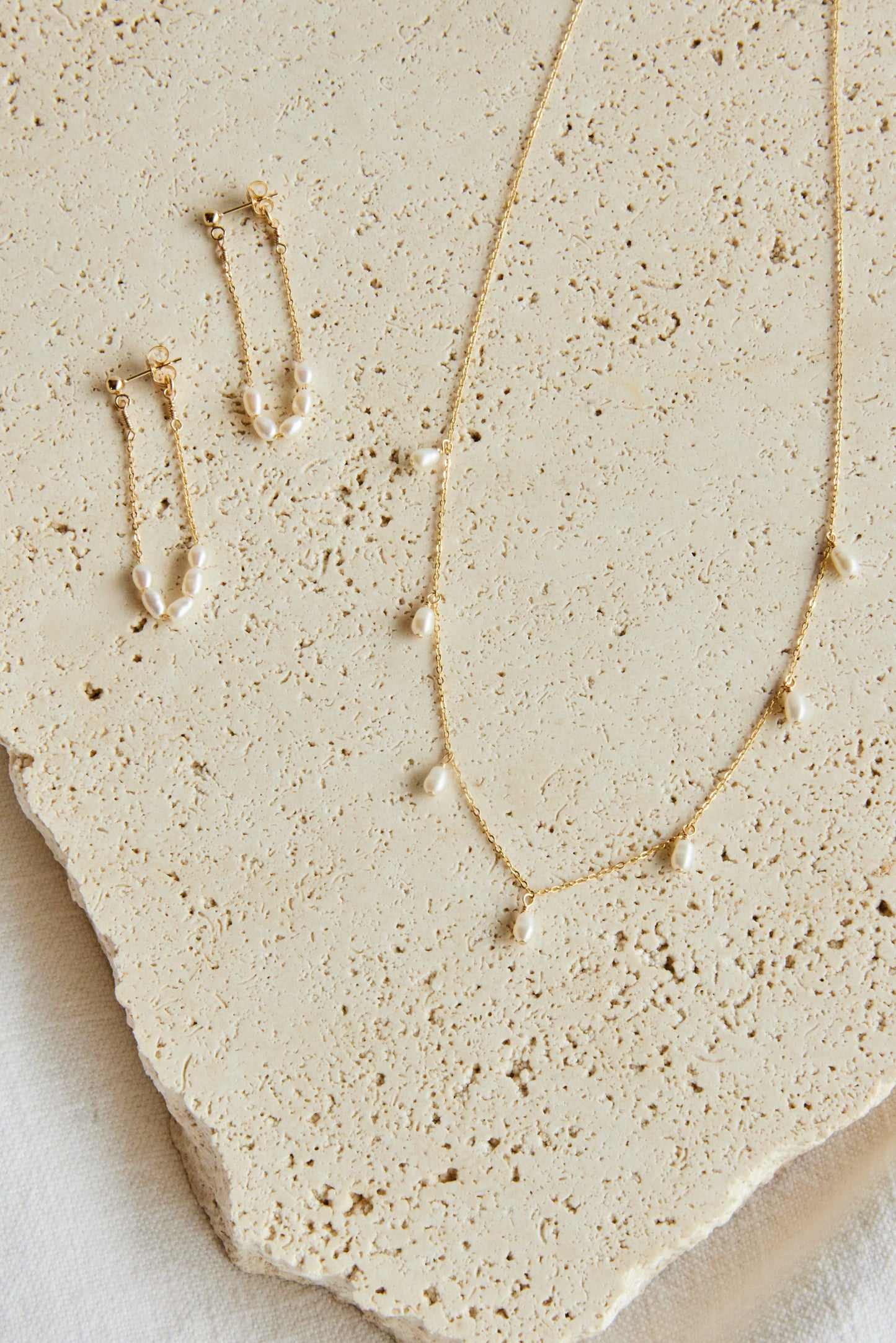 Freshwater Pearls Cable Chain Necklace 14k Gold Filled or Sterling Silver Meri Necklace