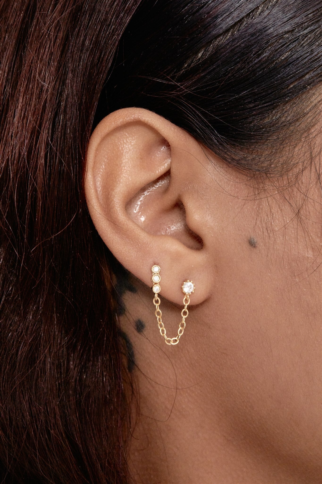 Vermeil Cubic Zirconia Maven Earrings with 14k Gold Filled Chain