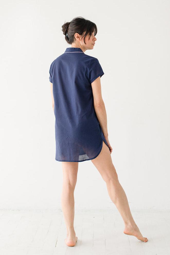 Shawl Collar Cotton Boyfriend Shirt SALUA