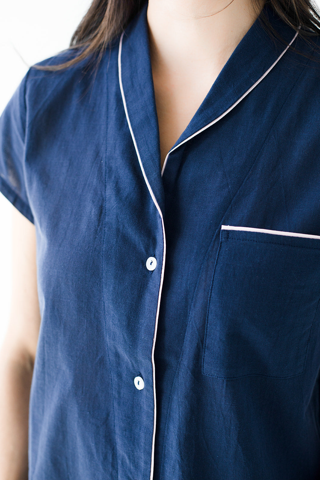 Shawl Collar Cotton Boyfriend Shirt SALUA