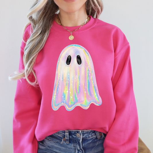 Shimmering Ghost Iridescent Halloween Sweatshirt