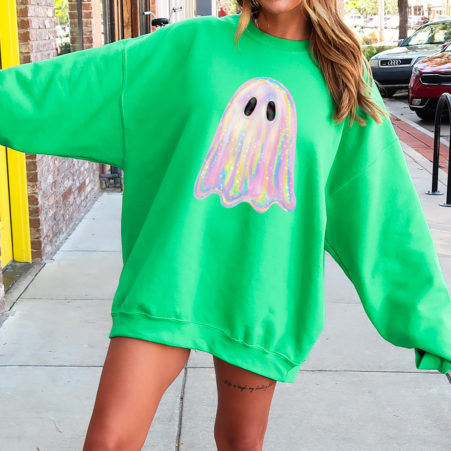 Shimmering Ghost Iridescent Halloween Sweatshirt
