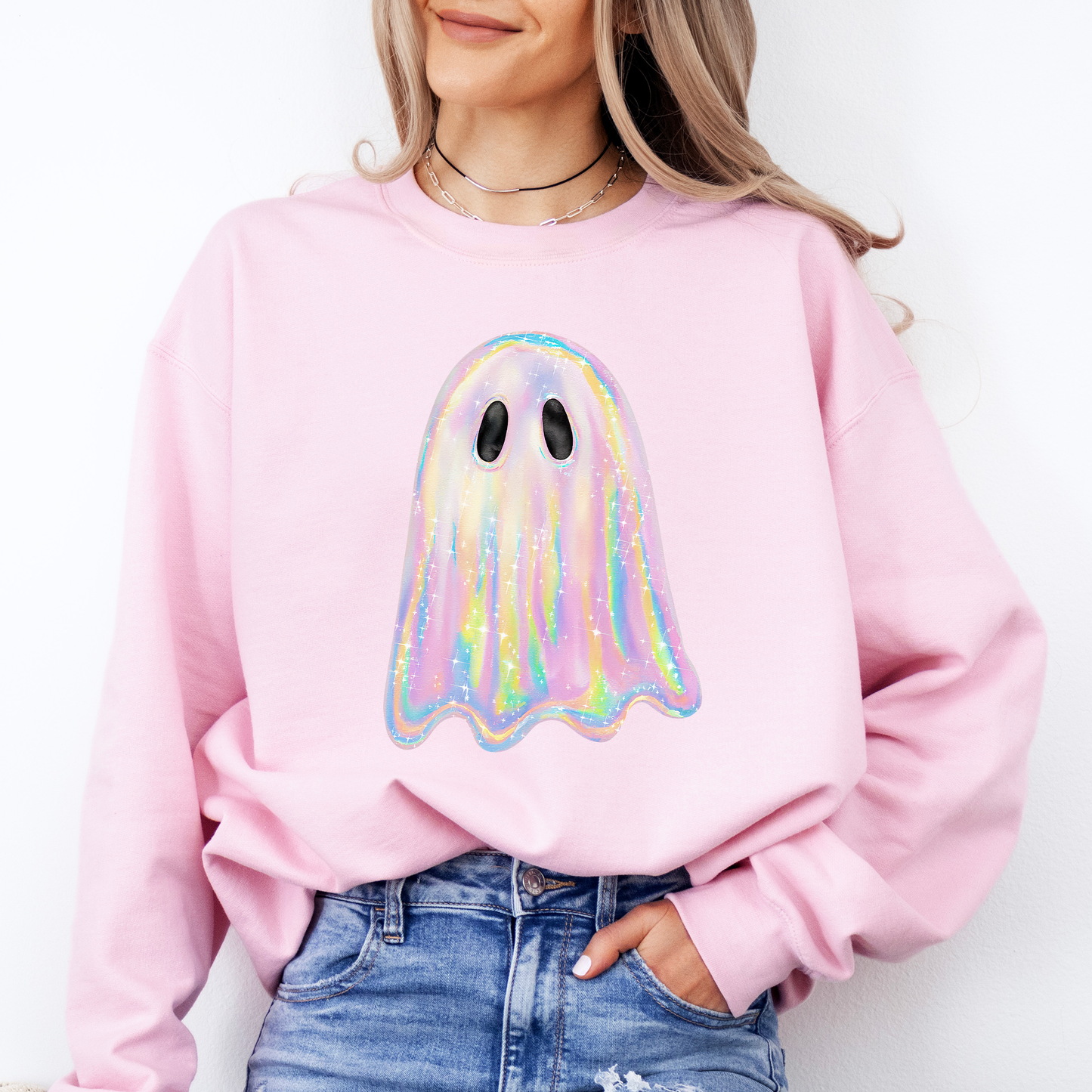 Shimmering Ghost Iridescent Halloween Sweatshirt
