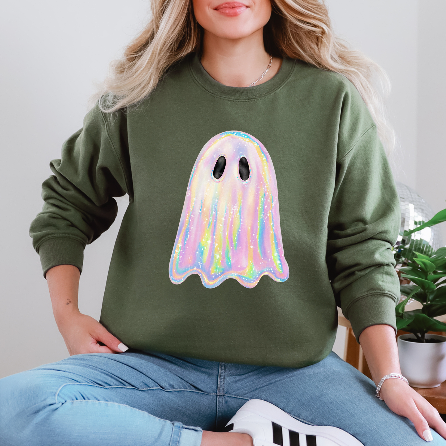 Shimmering Ghost Iridescent Halloween Sweatshirt