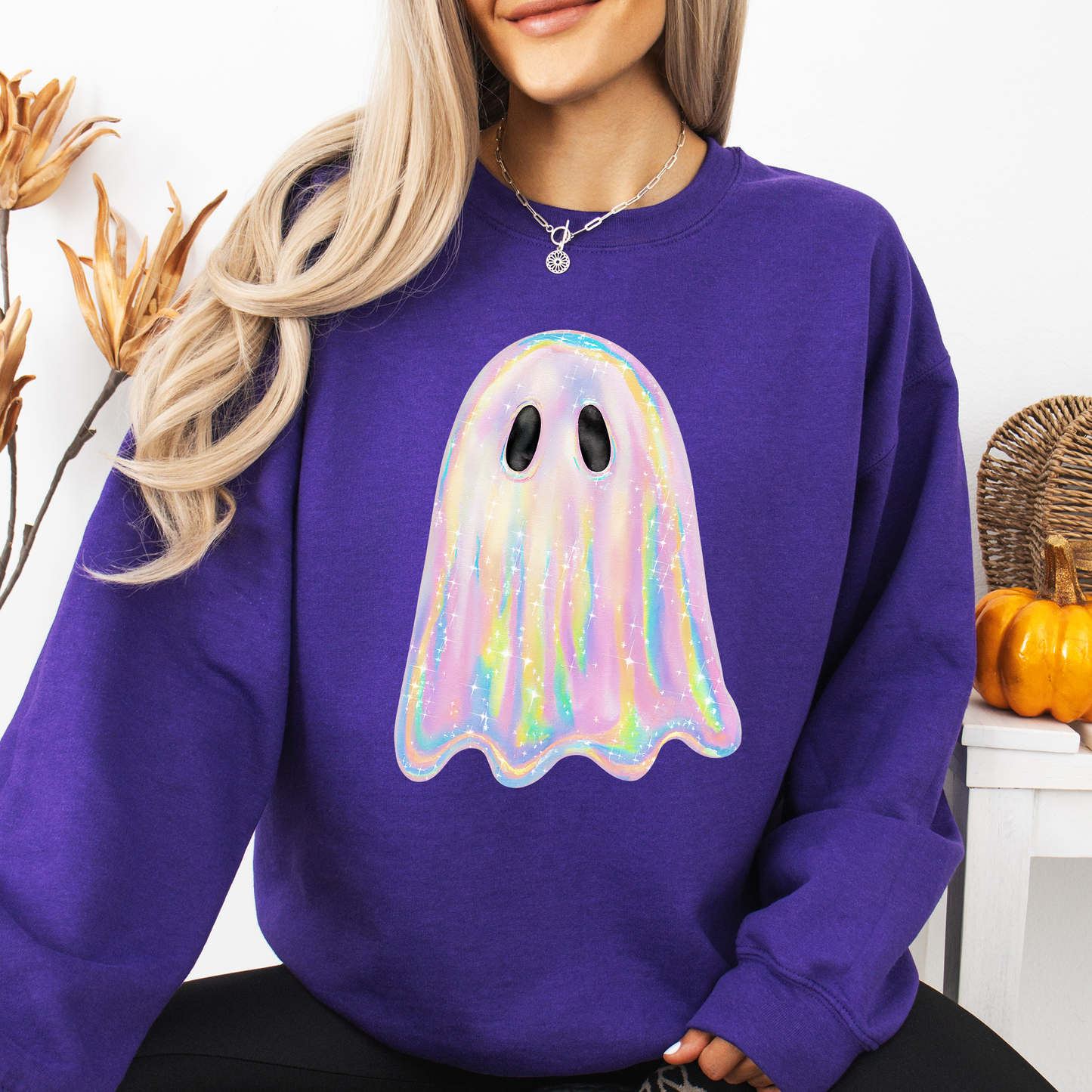 Shimmering Ghost Iridescent Halloween Sweatshirt