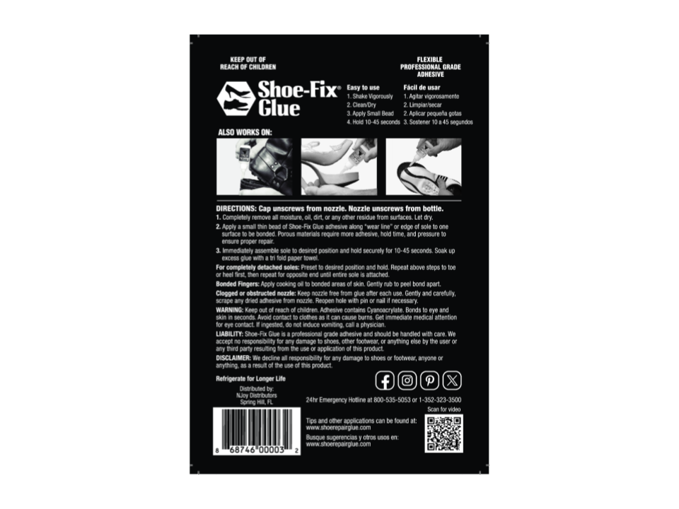 Shoe-Fix Glue Black Professional Grade Shoe Repair Glue