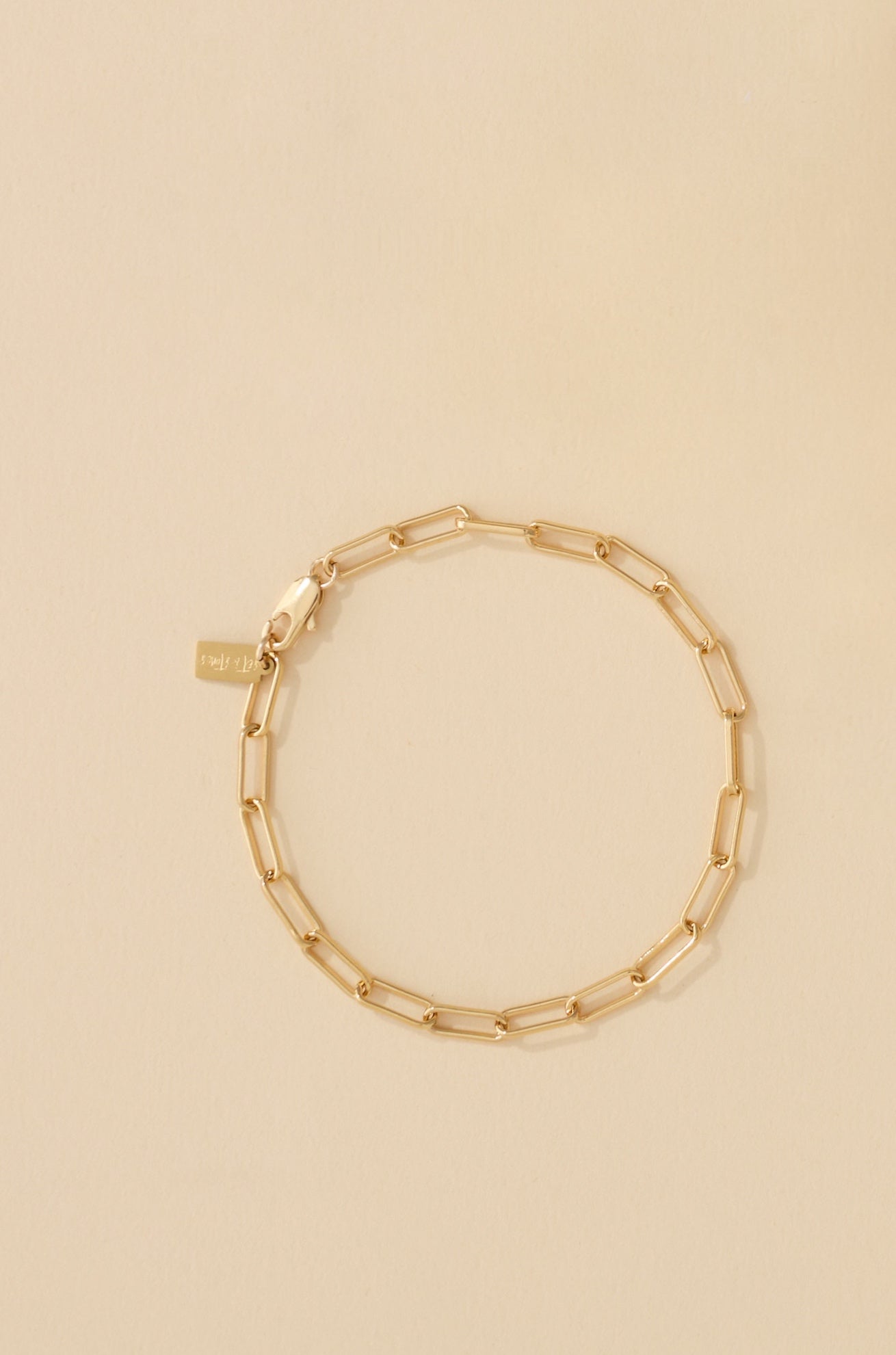24k Gold Over Brass Elongated Paperclip Chain Bracelet The First Layer
