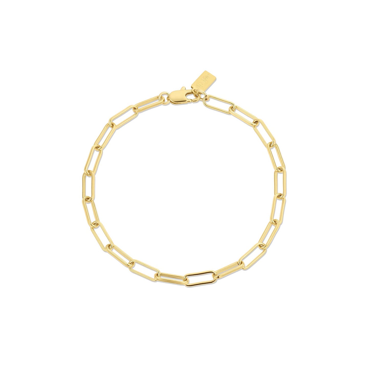 24k Gold Over Brass Elongated Paperclip Chain Bracelet The First Layer