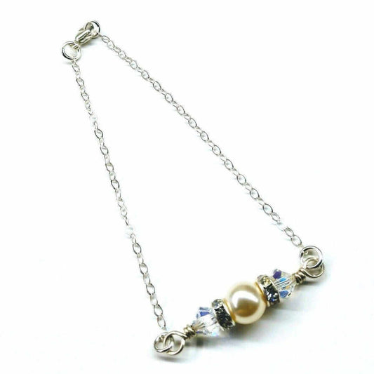 Silver Swarovski Crystal Pearl Bridal Bracelet