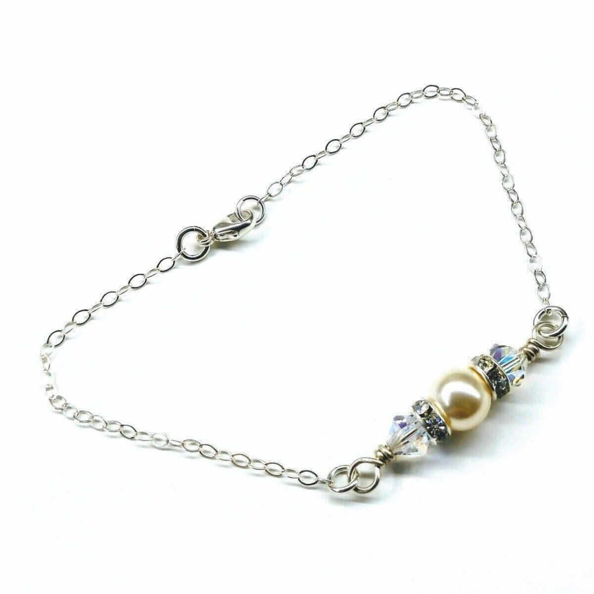 Silver Swarovski Crystal Pearl Bridal Bracelet