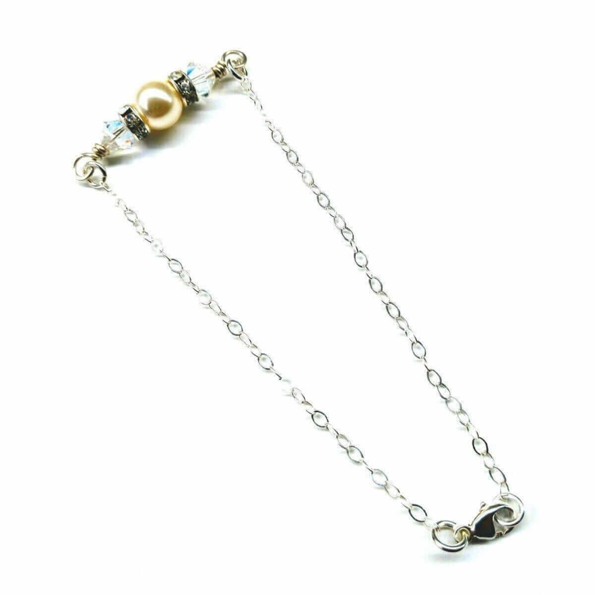 Silver Swarovski Crystal Pearl Bridal Bracelet