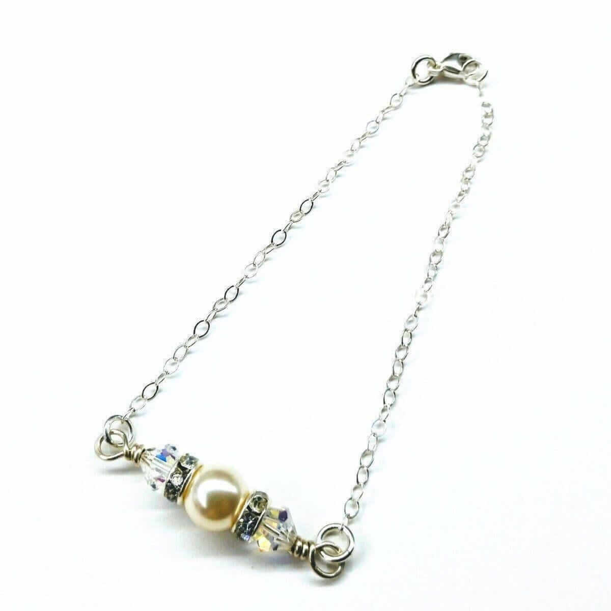 Silver Swarovski Crystal Pearl Bridal Bracelet