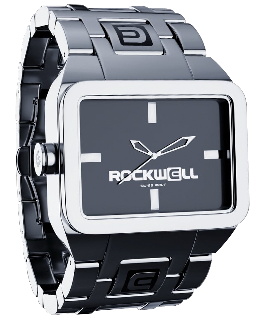 Duel Time Silver Black Watch Rectangular 46mm Rockwell