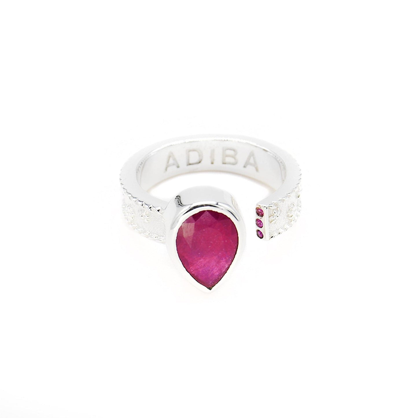 Silver Ruby Resizable Ring S925 Sterling Silver ADIBA
