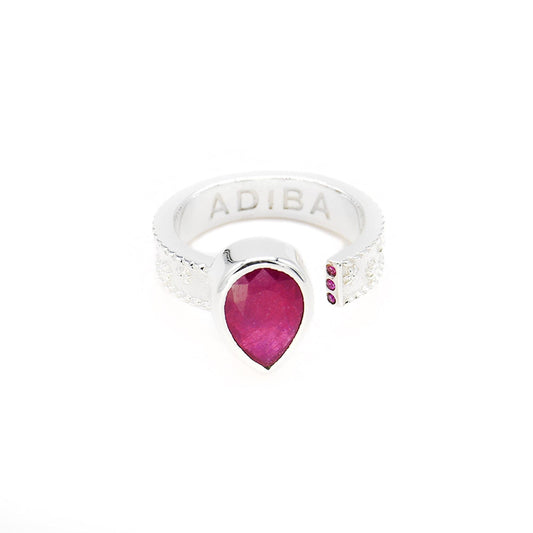 Silver Ruby Resizable Ring S925 Sterling Silver ADIBA