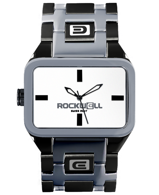 Duel Time Silver White Black Watch Rockwell