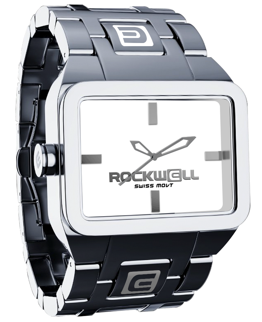 Silver White Duel Time Watch Rockwell