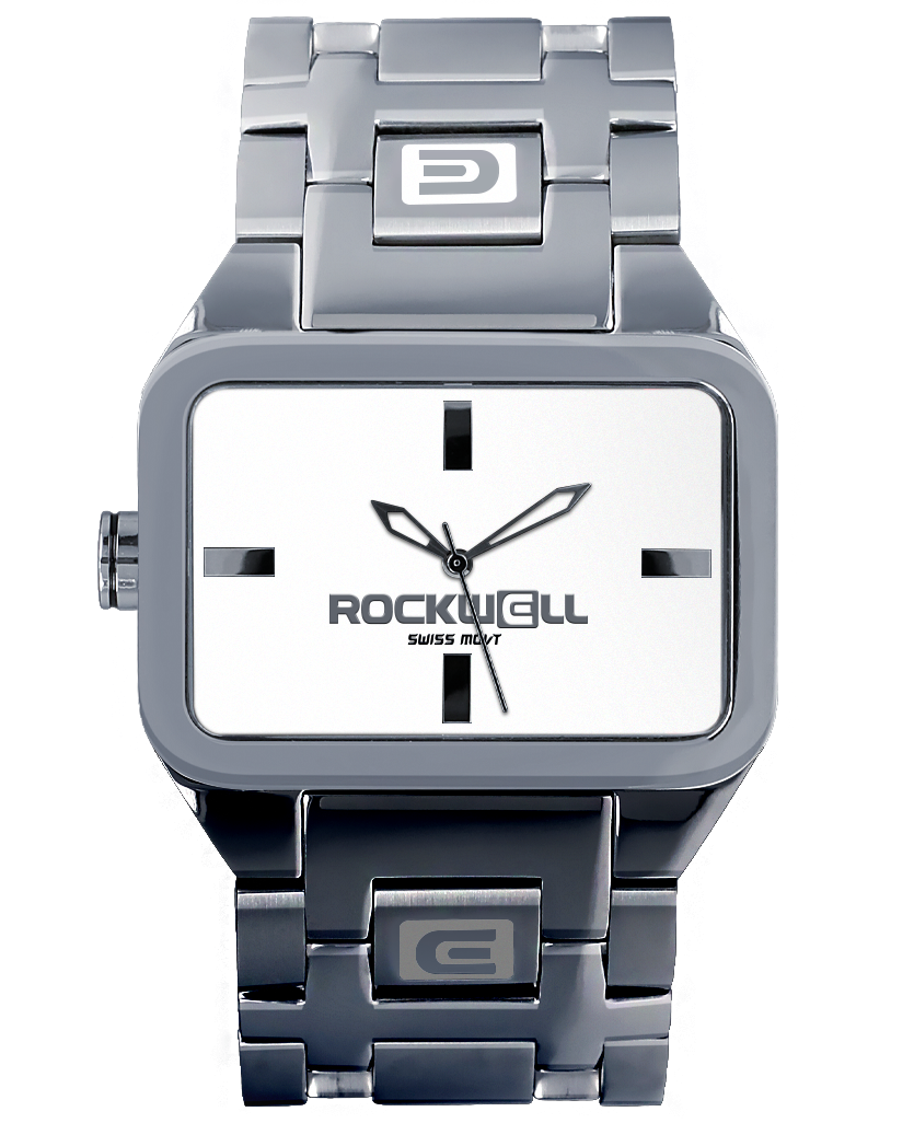 Silver White Duel Time Watch Rockwell
