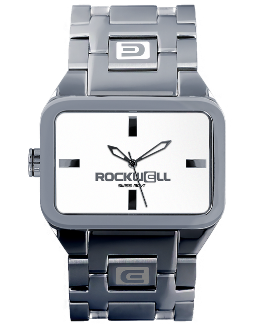 Silver White Duel Time Watch Rockwell