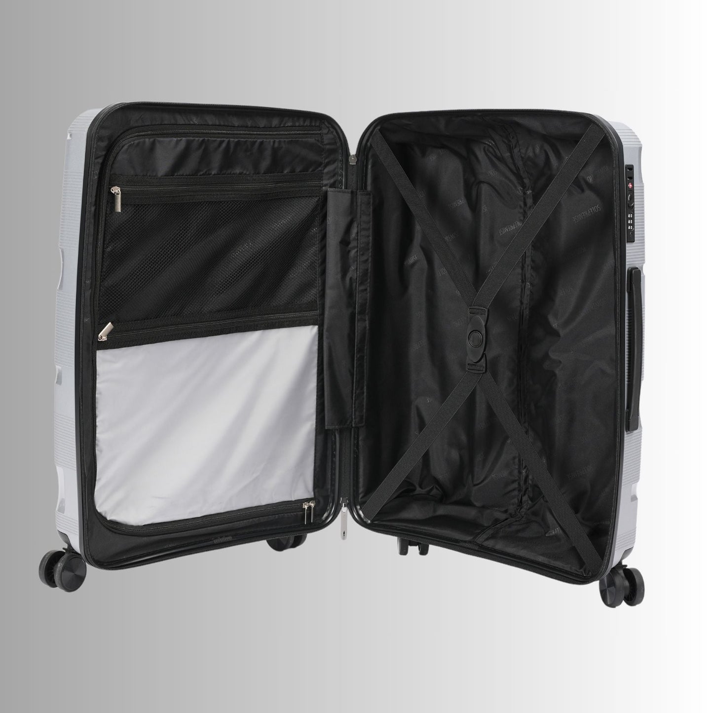 Silver Hardcase Roller Luggage Set 28', 24' and 20' Suitcases