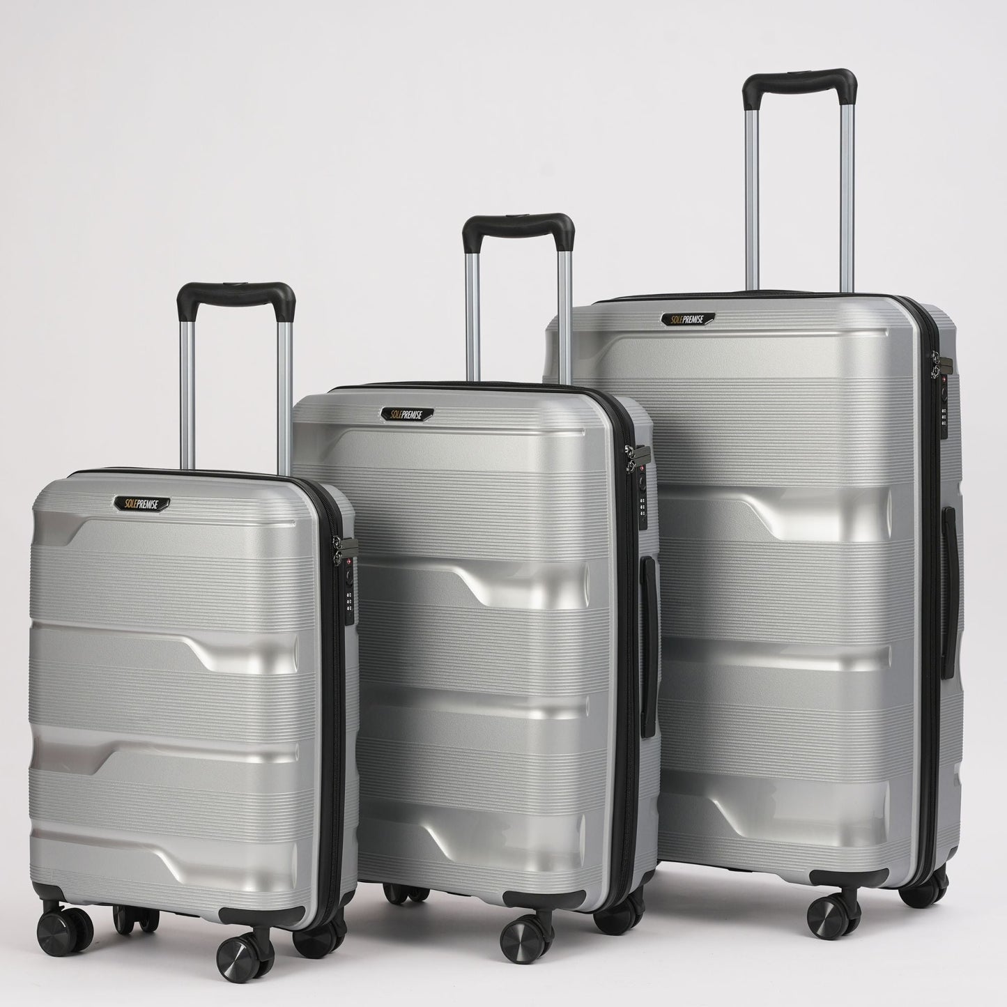 Silver Hardcase Roller Luggage Set 28', 24' and 20' Suitcases