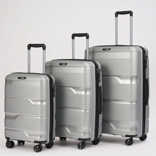 Silver Hardcase Roller Luggage Set 28', 24' and 20' Suitcases