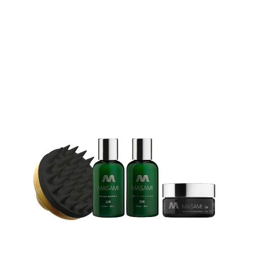 Low Maintenance Haircare Bundle Mekabu Infused Shampoo Conditioner Styling Cream Scalp Scrubber MASAMI