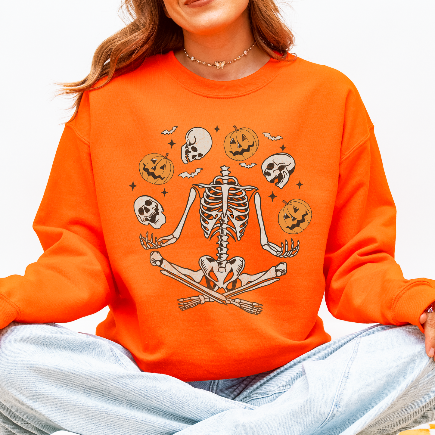 Skeleton Juggling Halloween Jack o Lantern Sweatshirt Refinery Number One