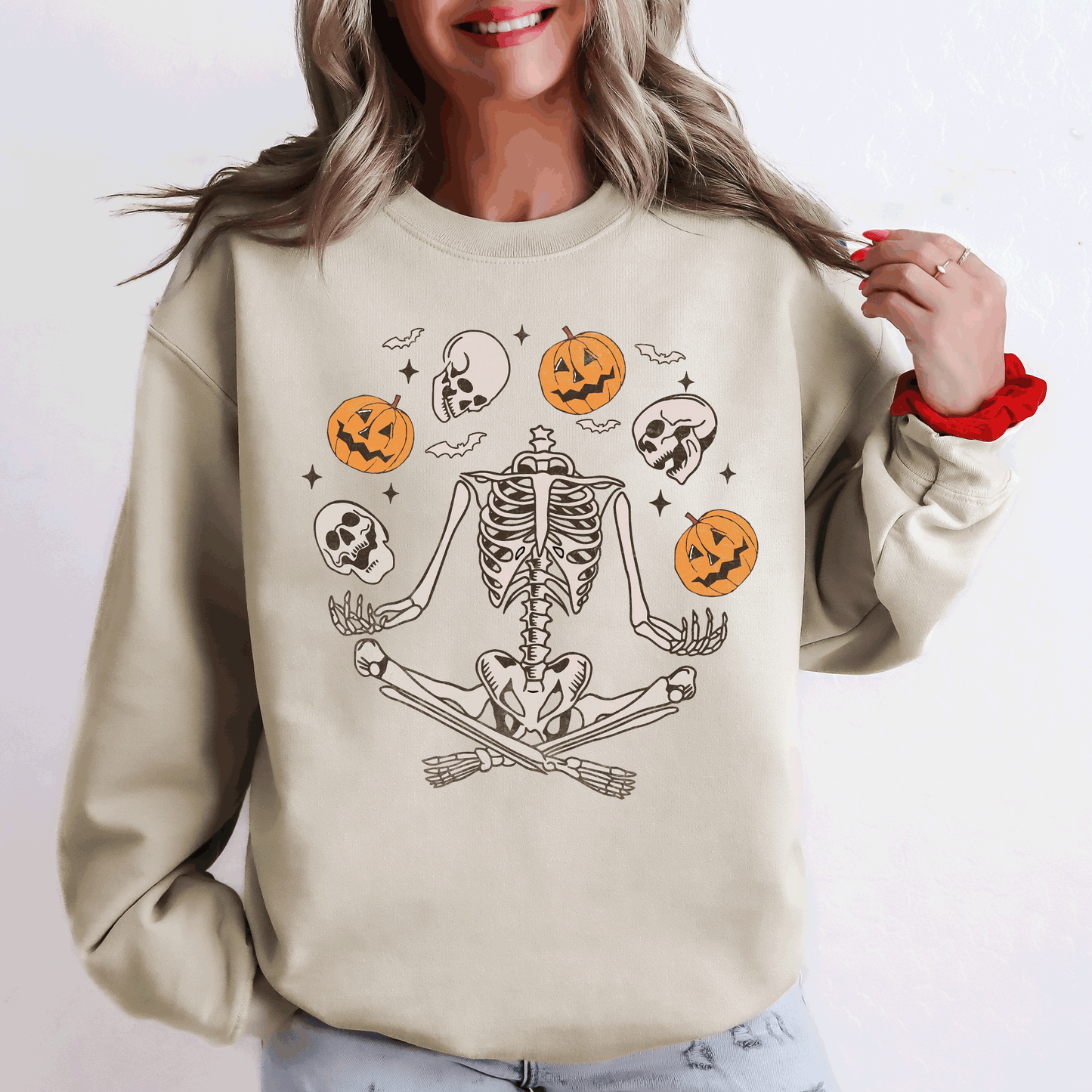 Skeleton Juggling Halloween Jack o Lantern Sweatshirt Refinery Number One