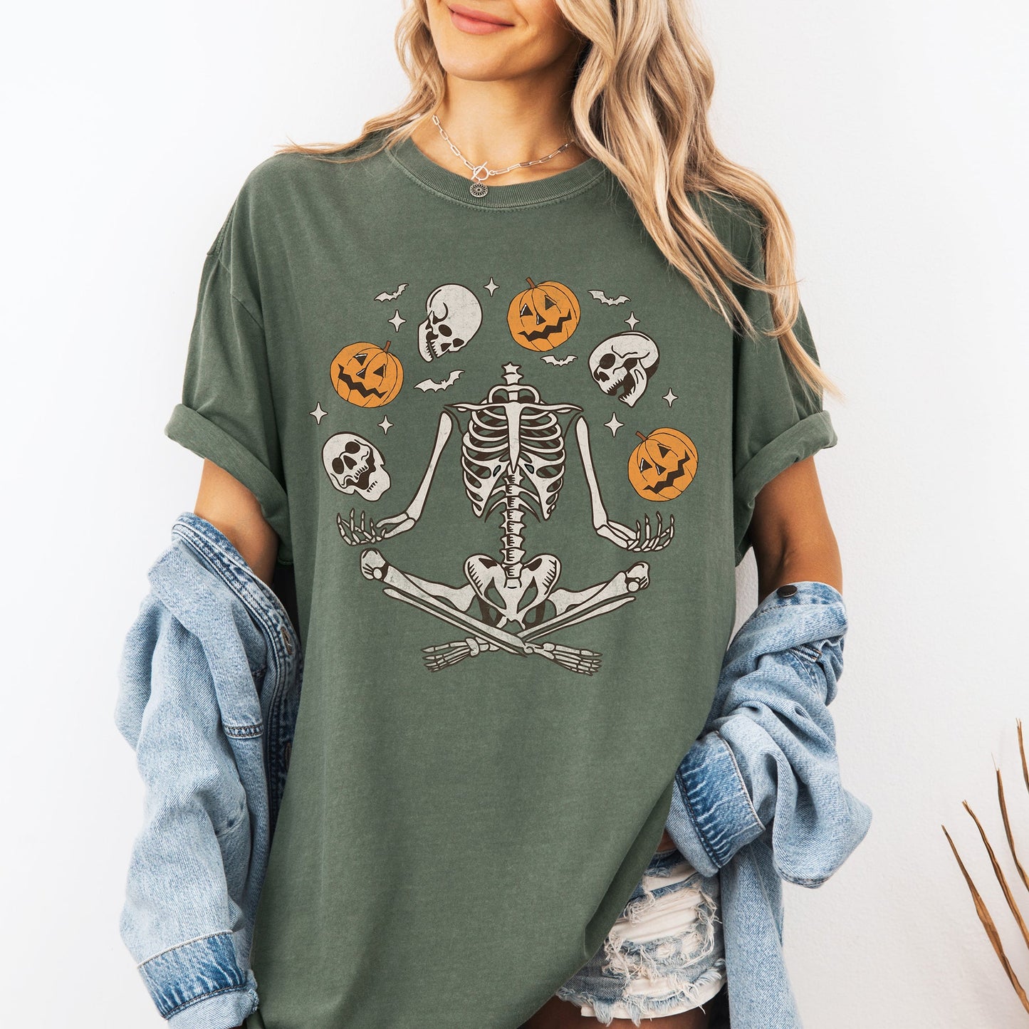 Skeleton Jack o Lantern Comfort Colors T-Shirt Halloween