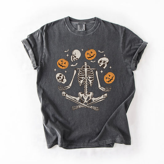 Skeleton Jack o Lantern Comfort Colors T-Shirt Halloween