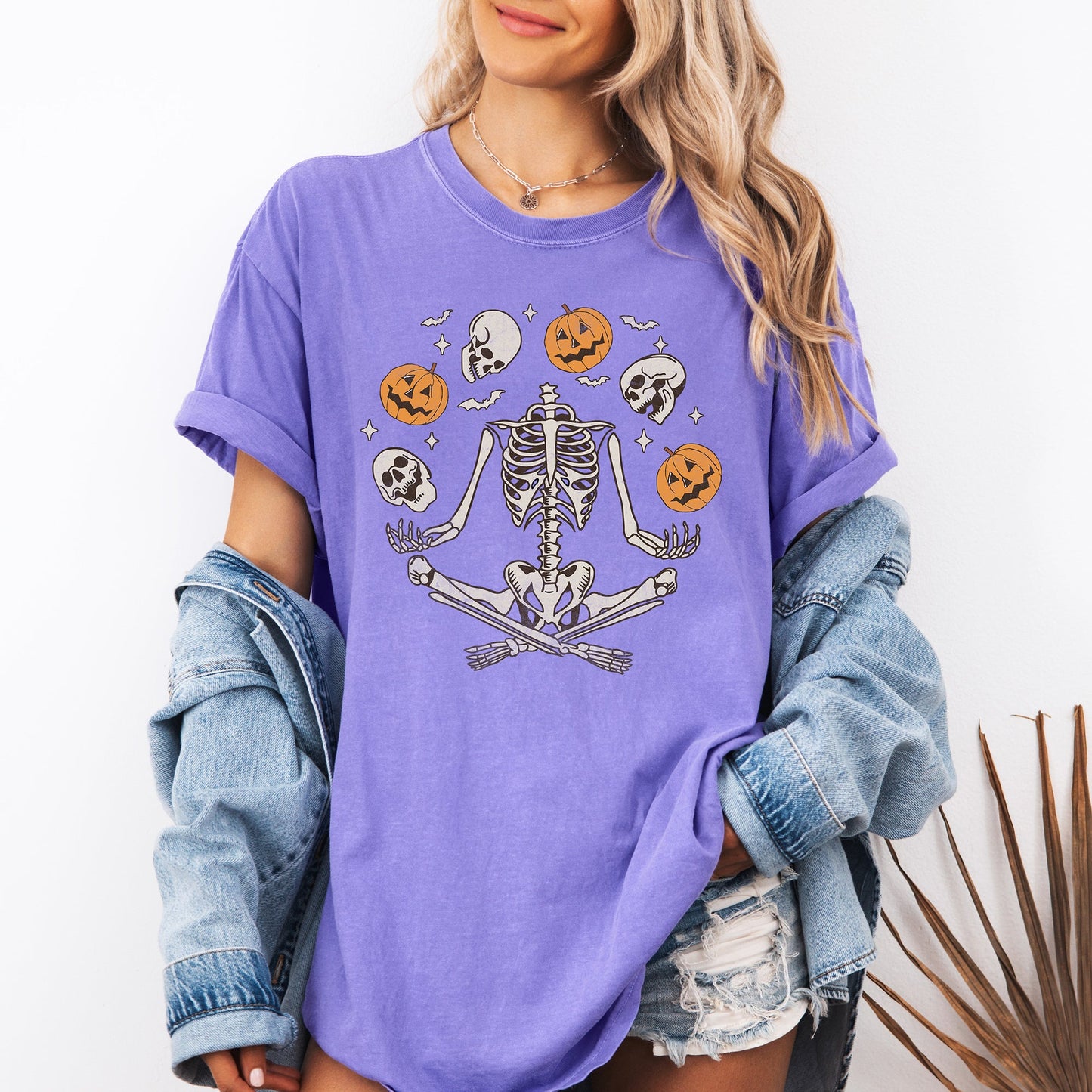 Skeleton Jack o Lantern Comfort Colors T-Shirt Halloween