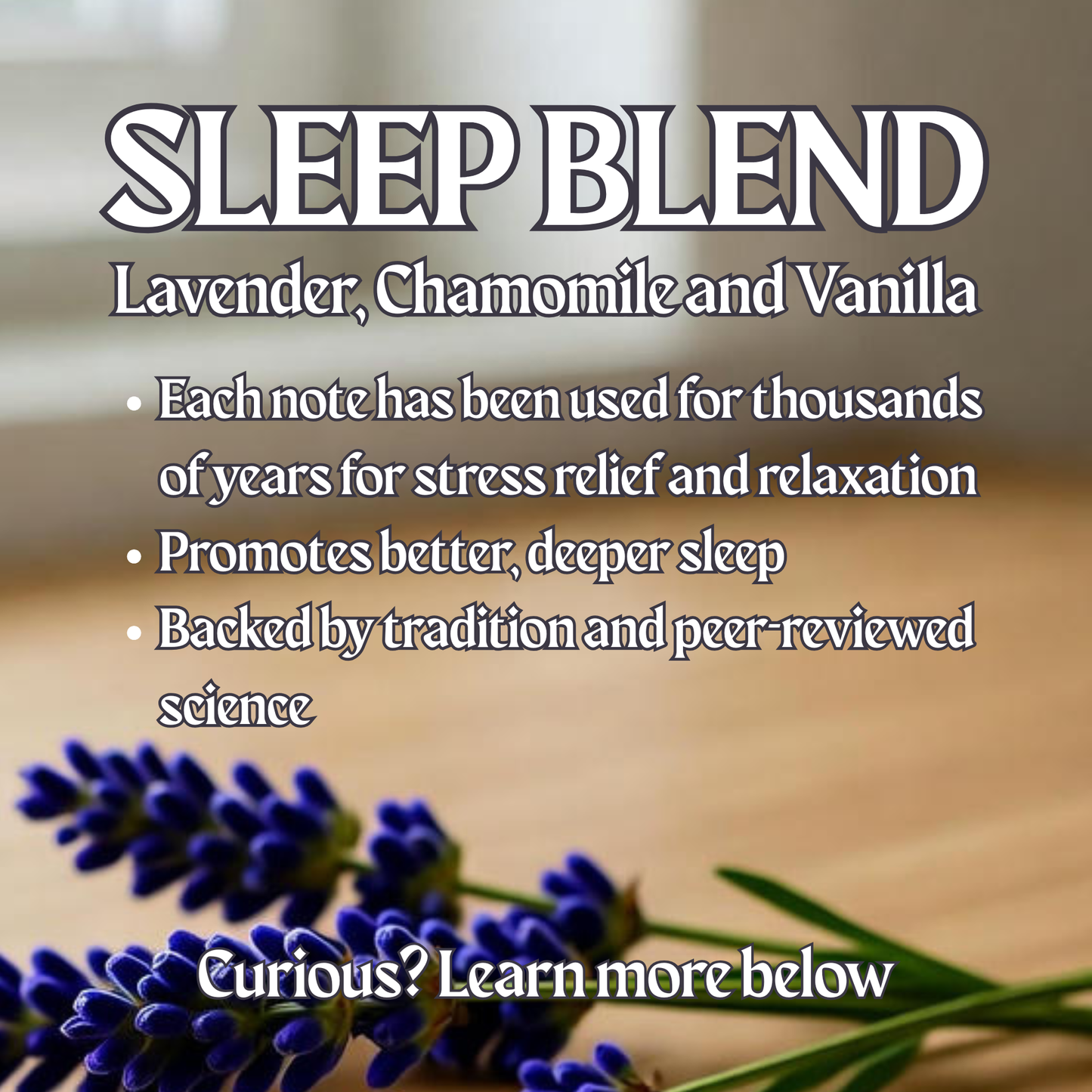 Sleep Blend Soy Wax Candle Lavender Chamomile and Vanilla