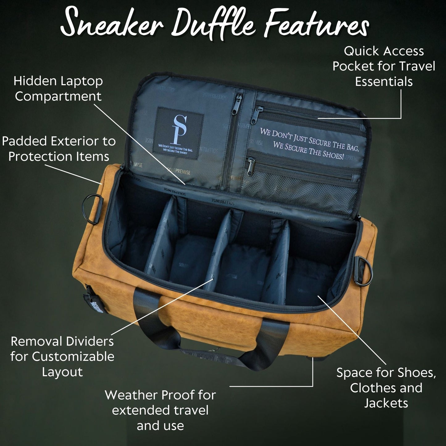 Brown Leather Sneaker Duffle TSA-Approved Carry-On Size Duffle Bag