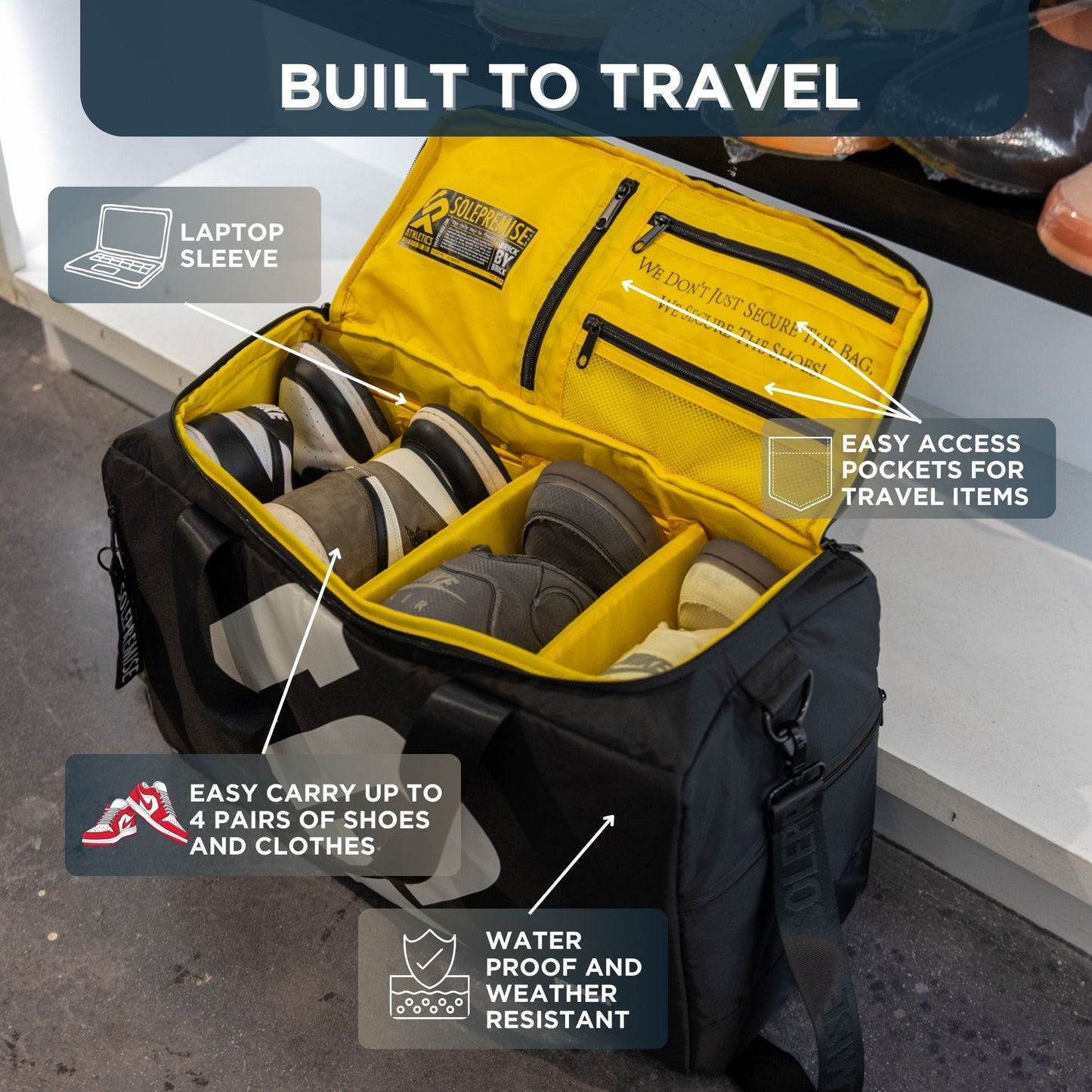 Black Sneaker Duffle TSA-Approved Carry-On Bag