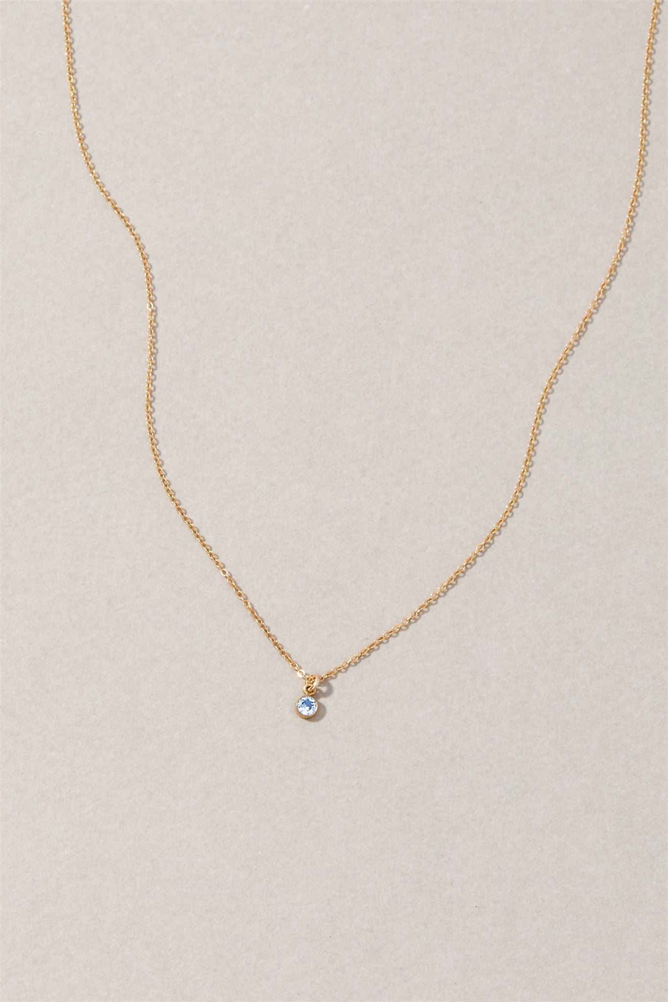 Something Blue 3mm Bezel Set Necklace 14k Gold Filled